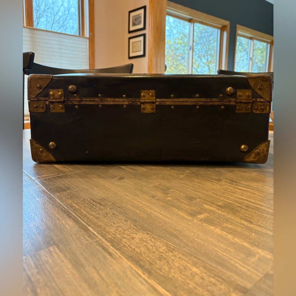 Vintage Black Suitcase with Brass Accents 20” x 13” x 7” - Picture 5 of 12